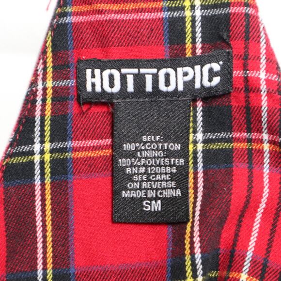 Hot Topic Size S Skirtall Front O-ring Zipper Overall Dress Plaid Red - Picture 11 of 12